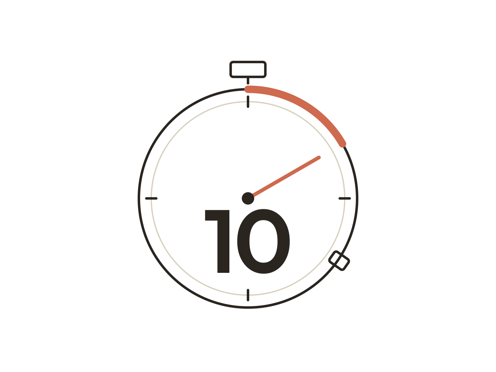 Stopperóra, amelyen az első tíz másodperc van kiemelve