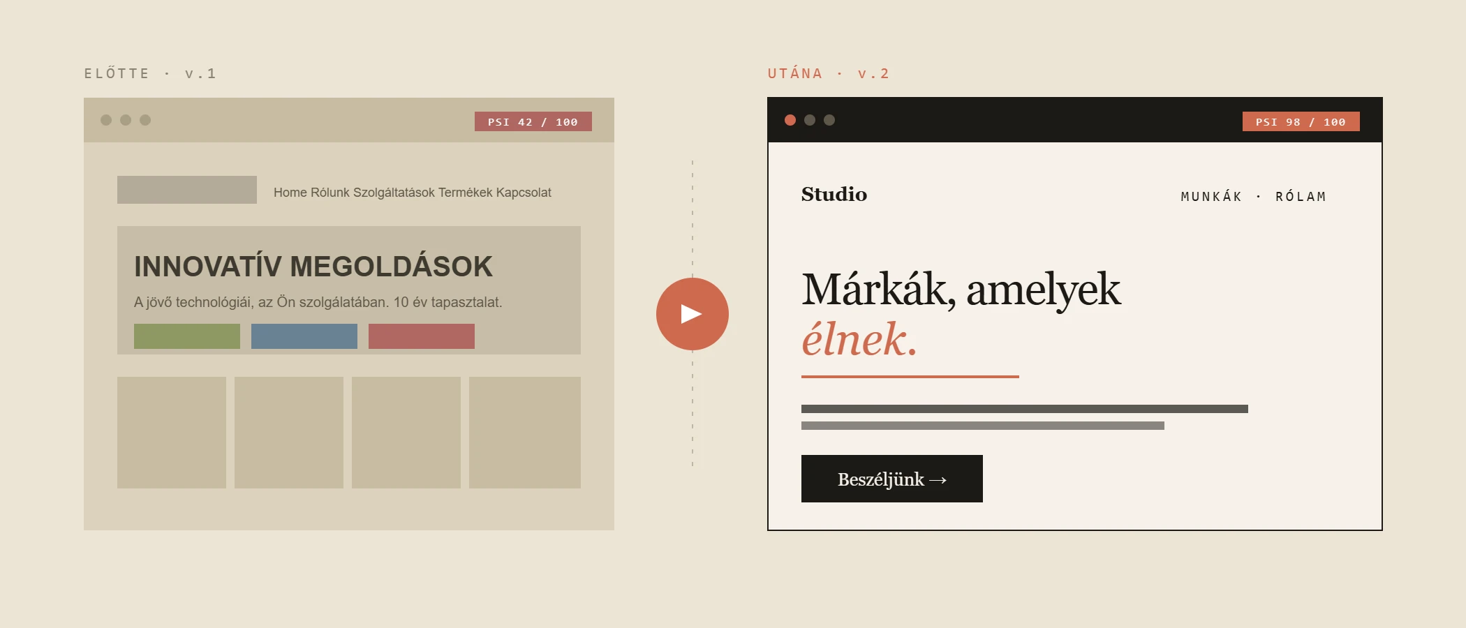 Weboldal felújítás — előtte / utána összehasonlítás